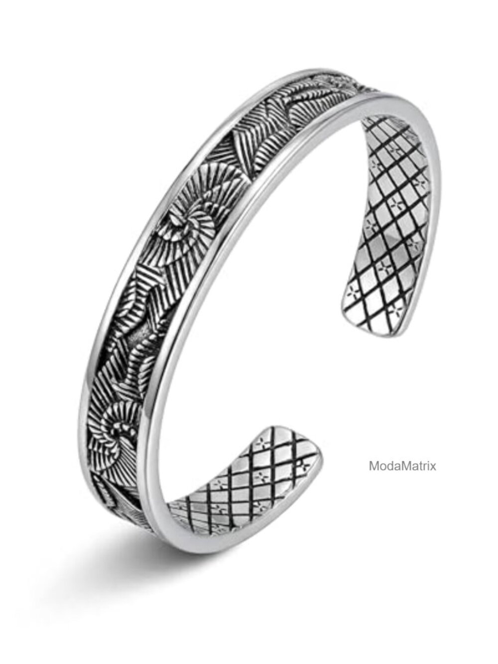 Vintage Engraved Wave Cuff Bracelet Silver Plated Boho Jewelry